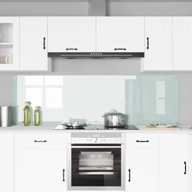 Virtuvės atbraila 2 pcs Balta 100 x 60 cm grūdintas stiklas