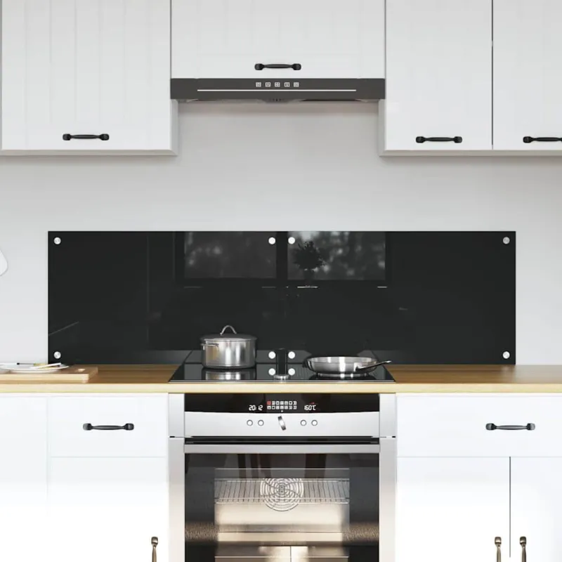 Virtuvės atbraila 2 pcs Juoda 70 x 40 cm grūdintas stiklas
