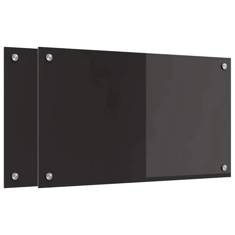 Virtuvės atbraila 2 pcs Juoda 70 x 40 cm grūdintas stiklas