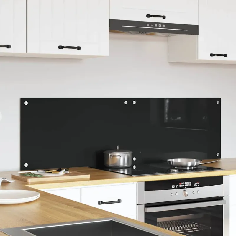 Virtuvės atbraila 2 pcs Juoda 70 x 40 cm grūdintas stiklas