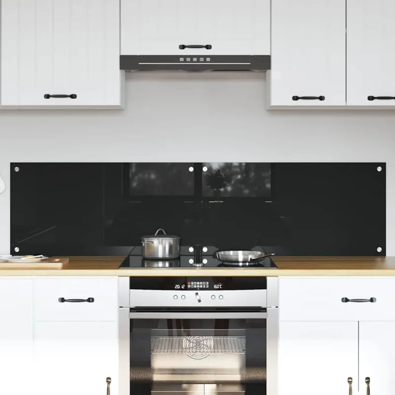Virtuvės atbraila 2 pcs Juoda 80 x 40 cm grūdintas stiklas