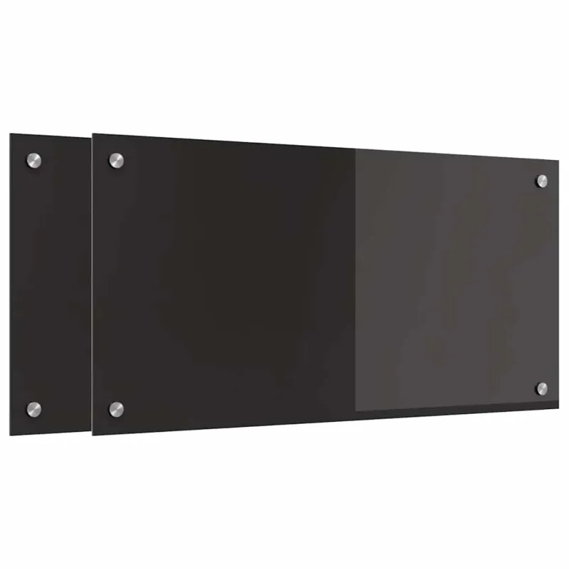 Virtuvės atbraila 2 pcs Juoda 80 x 40 cm grūdintas stiklas