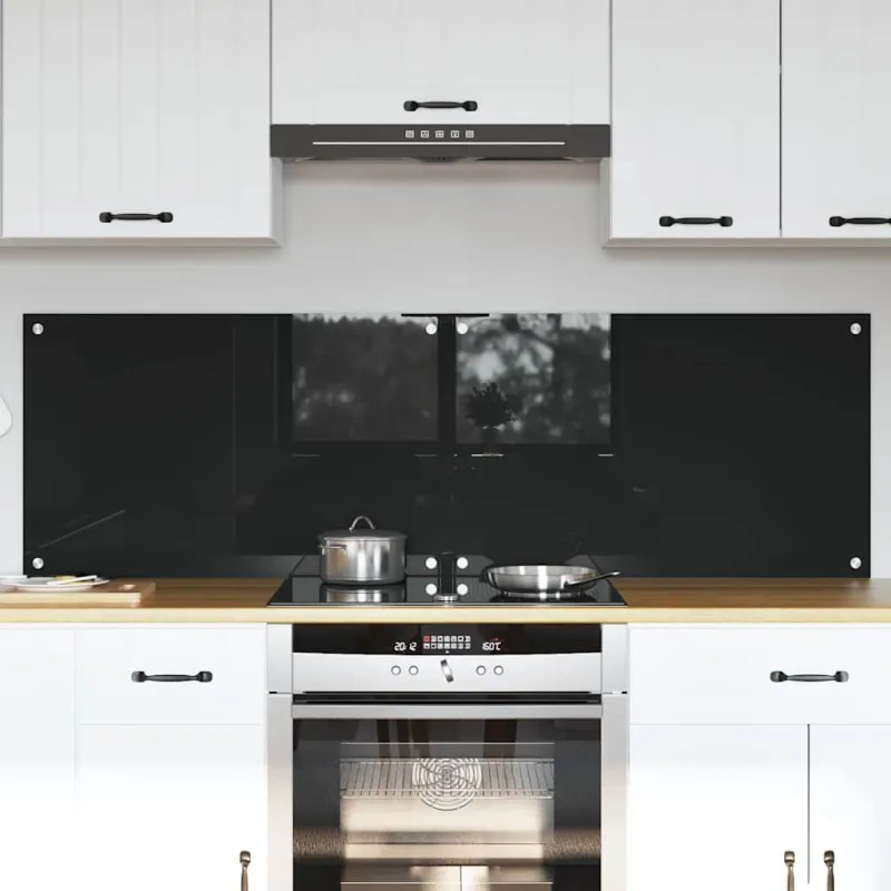Virtuvės atbraila 2 pcs Juoda 80 x 50 cm grūdintas stiklas