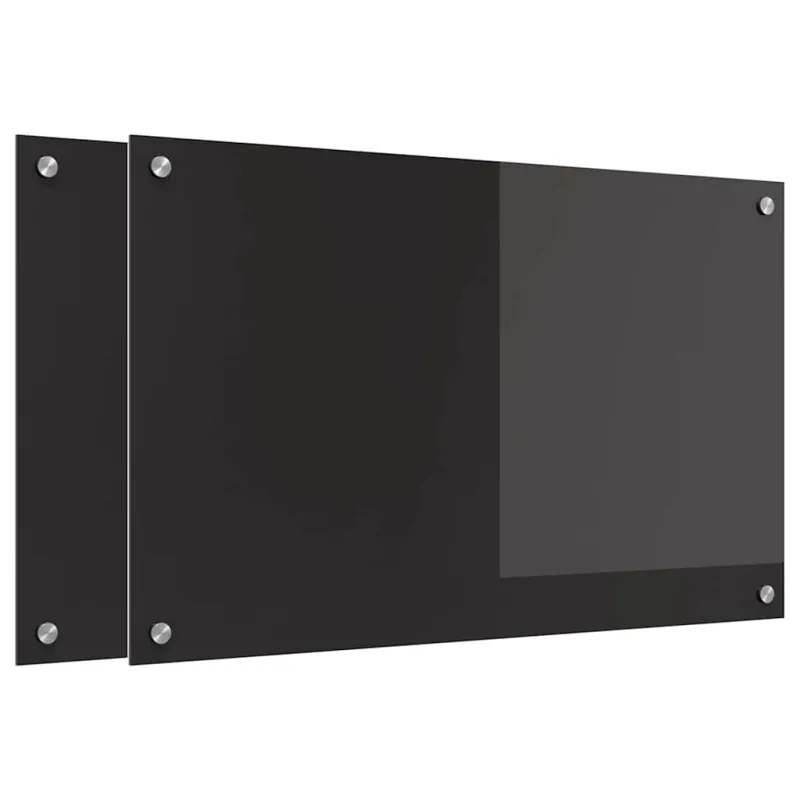 Virtuvės atbraila 2 pcs Juoda 80 x 50 cm grūdintas stiklas