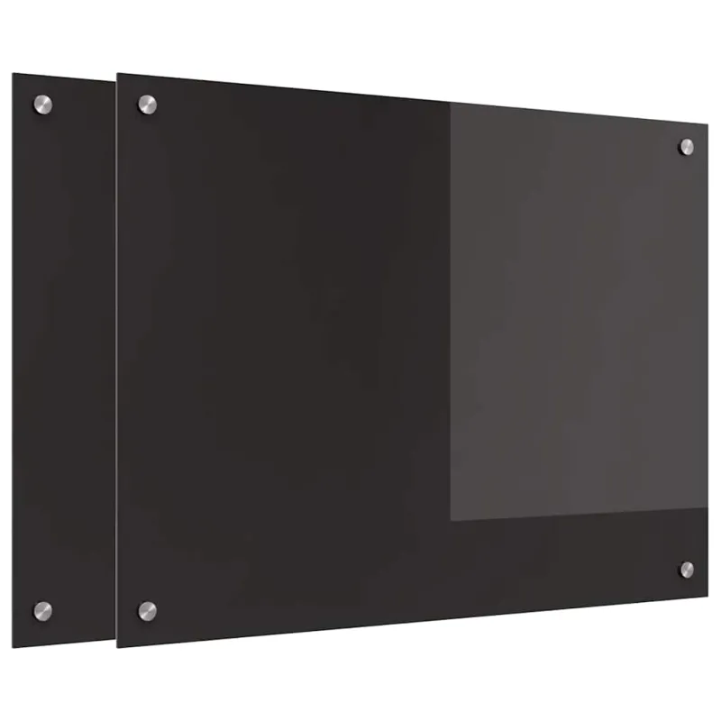Virtuvės atbraila 2 pcs Juoda 80 x 60 cm grūdintas stiklas