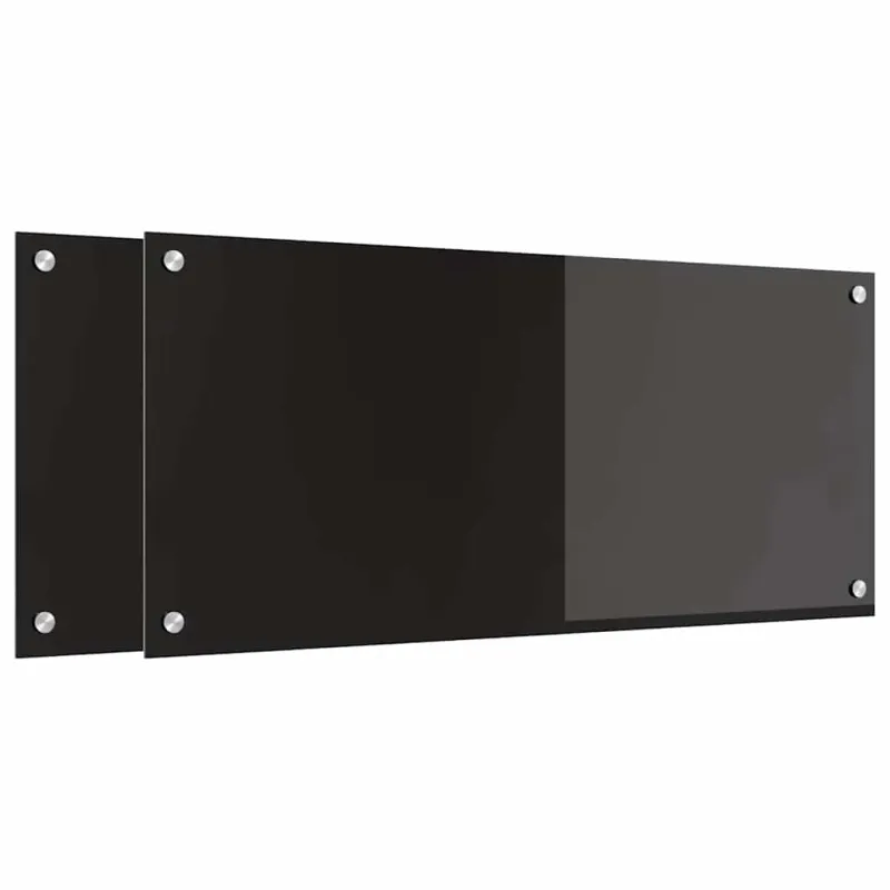 Virtuvės atbraila 2 pcs Juoda 90 x 40 cm grūdintas stiklas