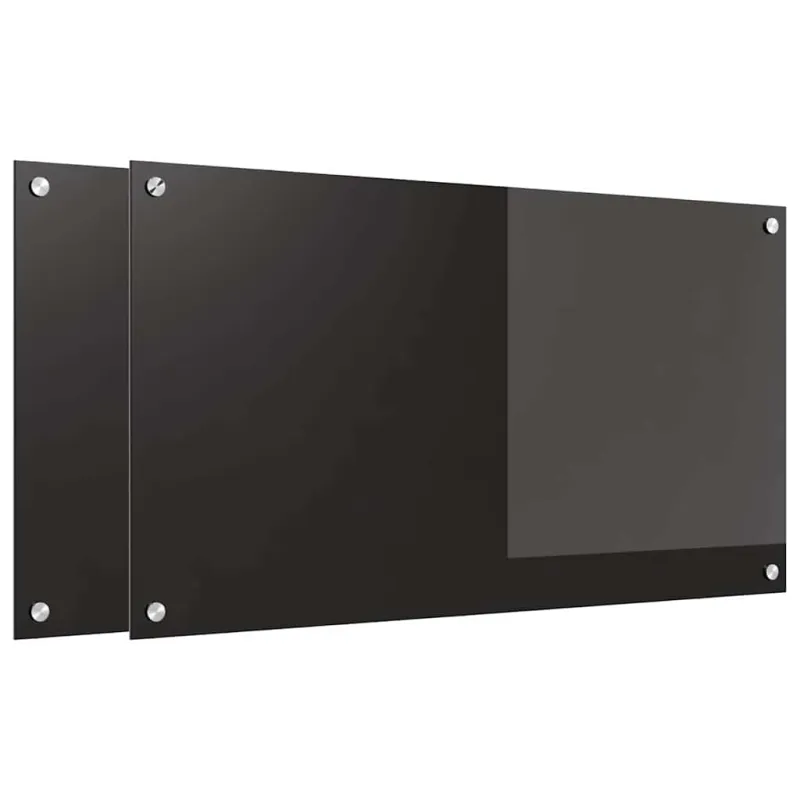 Virtuvės atbraila 2 pcs Juoda 90 x 50 cm grūdintas stiklas