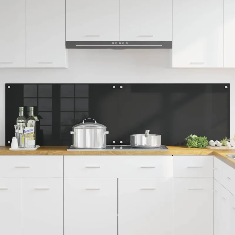 Virtuvės atbraila 2 pcs Juoda 90 x 50 cm grūdintas stiklas