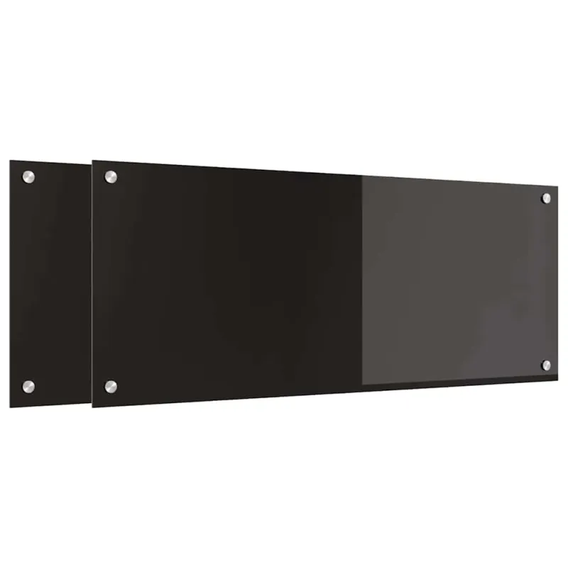 Virtuvės atbraila 2 pcs Juoda 100 x 40 cm grūdintas stiklas