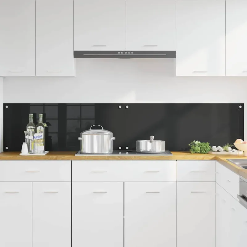 Virtuvės atbraila 2 pcs Juoda 100 x 40 cm grūdintas stiklas