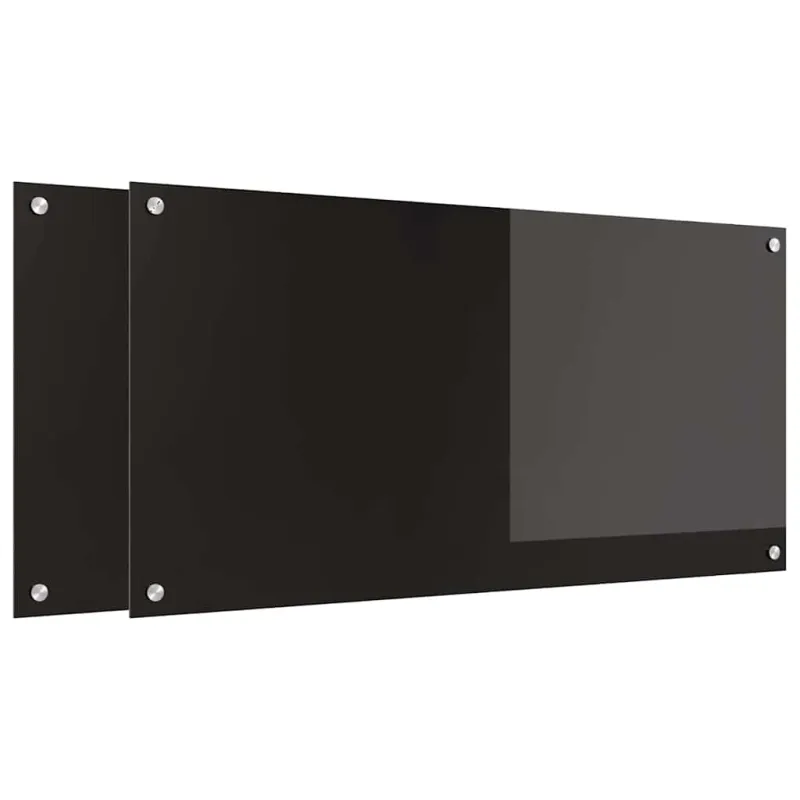 Virtuvės atbraila 2 pcs Juoda 100 x 50 cm grūdintas stiklas