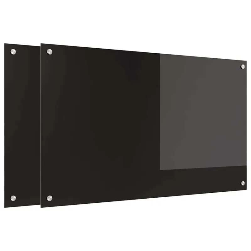 Virtuvės atbraila 2 pcs Juoda 100 x 60 cm grūdintas stiklas