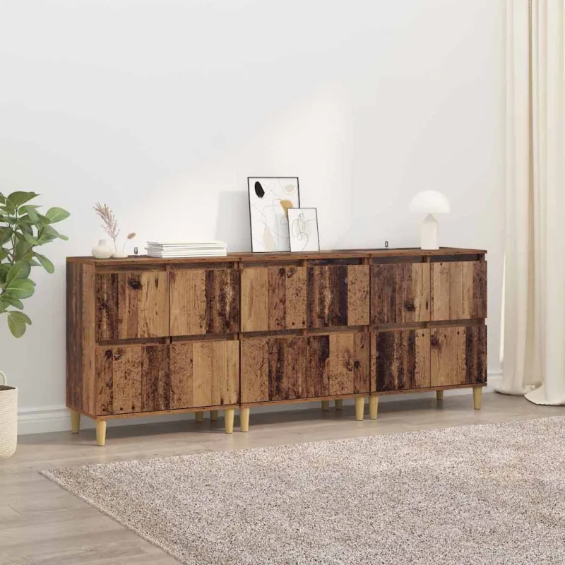 Šoninės lentynos 3 pcs Senovinis medis 60 x 35 x 70 cm