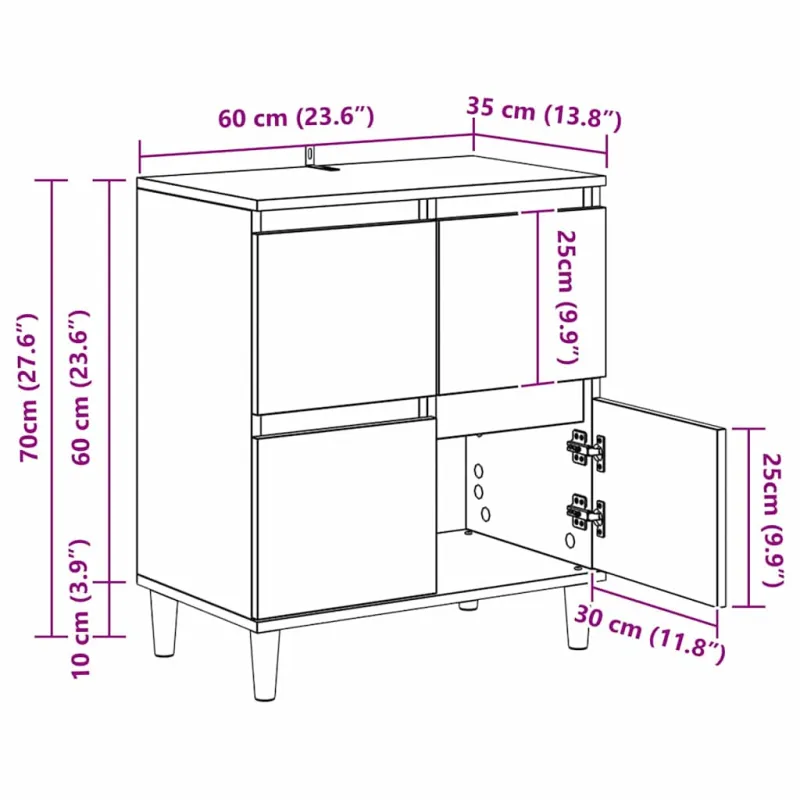 Šoninės lentynos 3 pcs Senovinis medis 60 x 35 x 70 cm