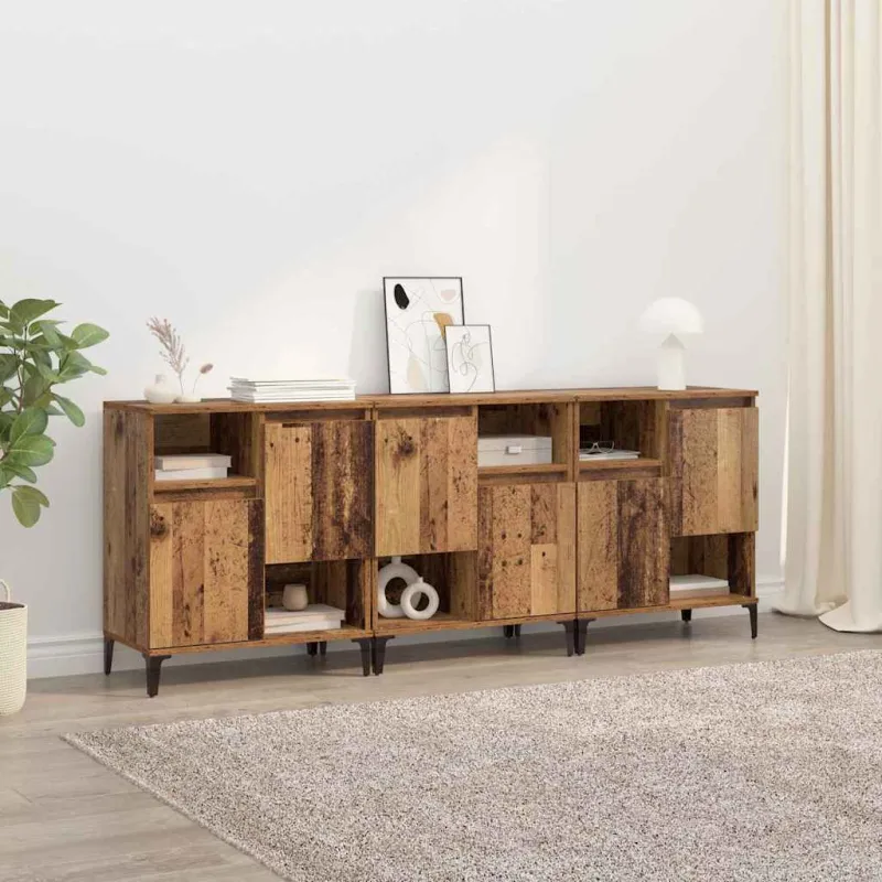 Šoninės lentynos 3 pcs Senovinis medis 60 x 35 x 70 cm