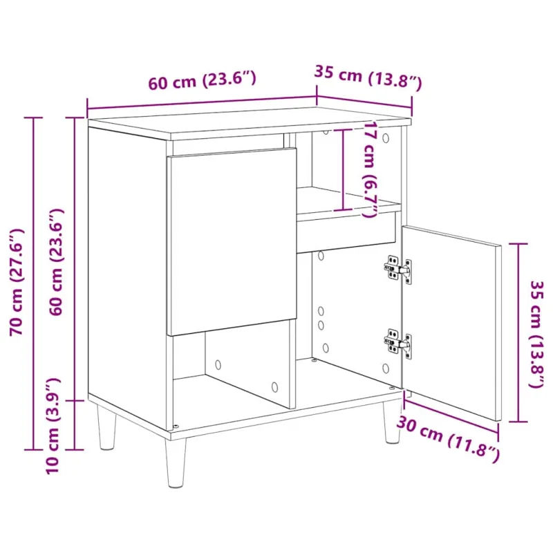 Šoninės lentynos 3 pcs Senovinis medis 60 x 35 x 70 cm