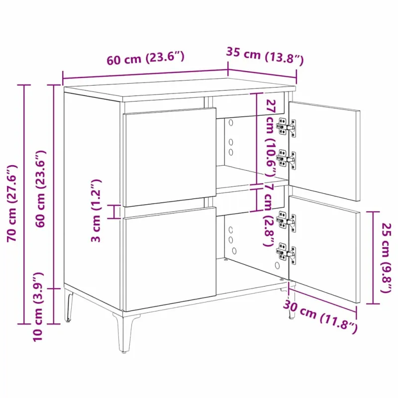 Šoninės lentynos 3 pcs Senovinis medis 60 x 35 x 70 cm