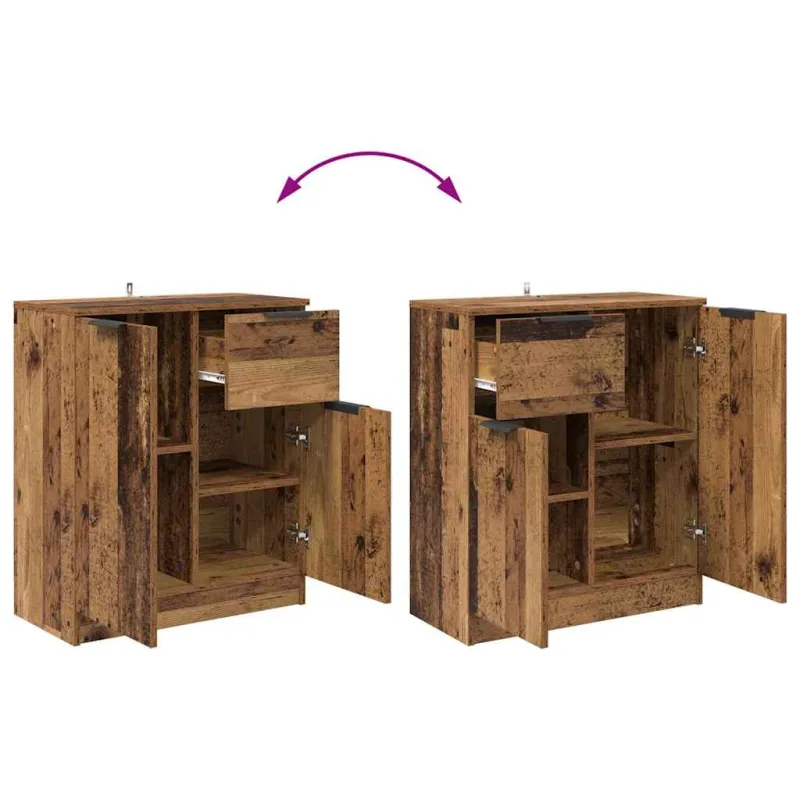 Šoninės lentynos 2 pcs Senovinis medis 60 x 30 x 70 cm