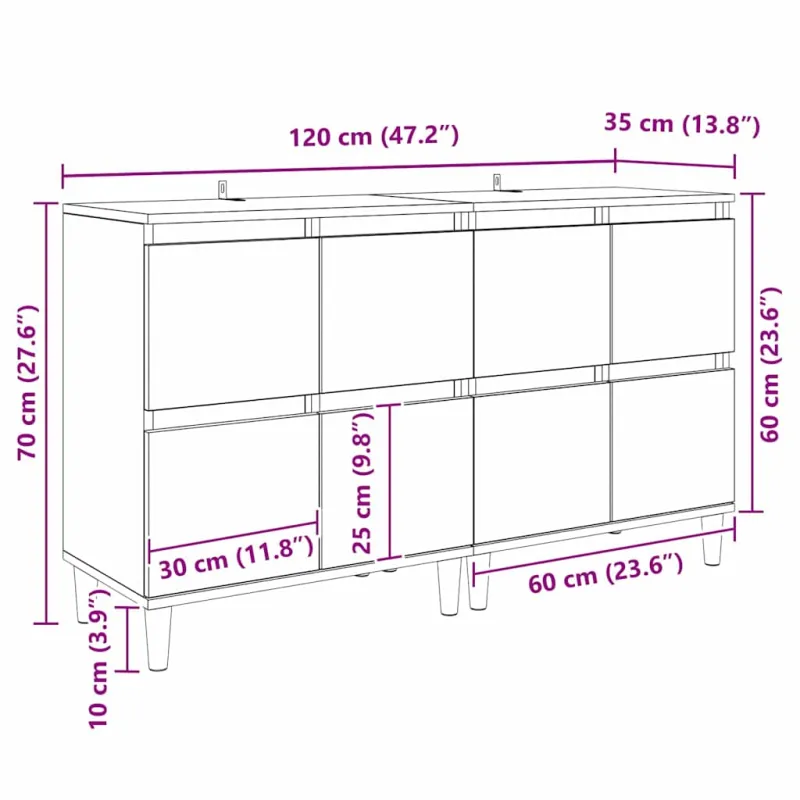 Šoninės lentynos 2 pcs Senovinis medis 60 x 35 x 70 cm