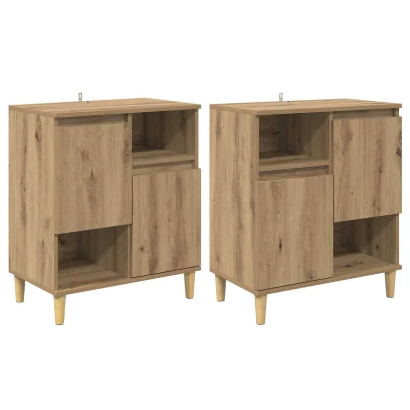 Šoninės lentynos 2 pcs Amatininkų ąžuolas 60 x 35 x 70 cm
