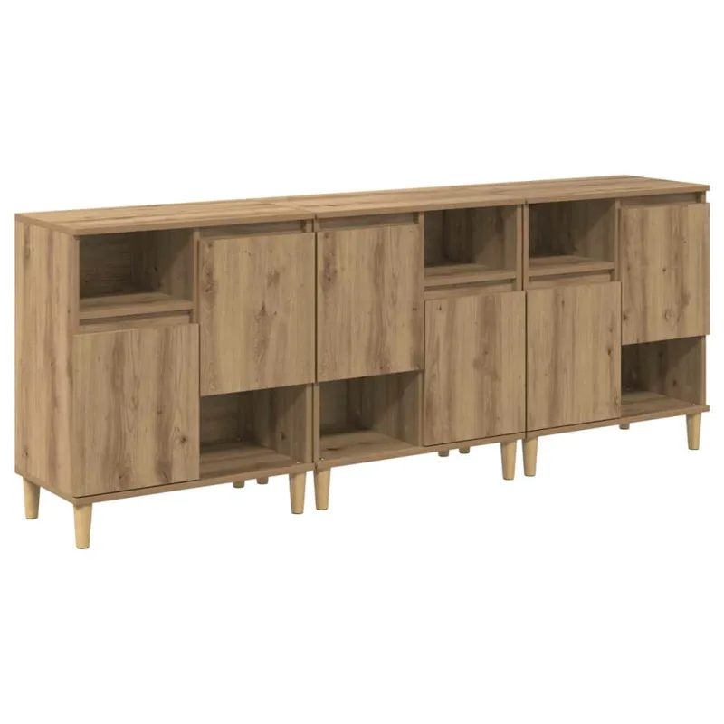 Šoninės lentynos 3 pcs Amatininkų ąžuolas 60 x 35 x 70 cm