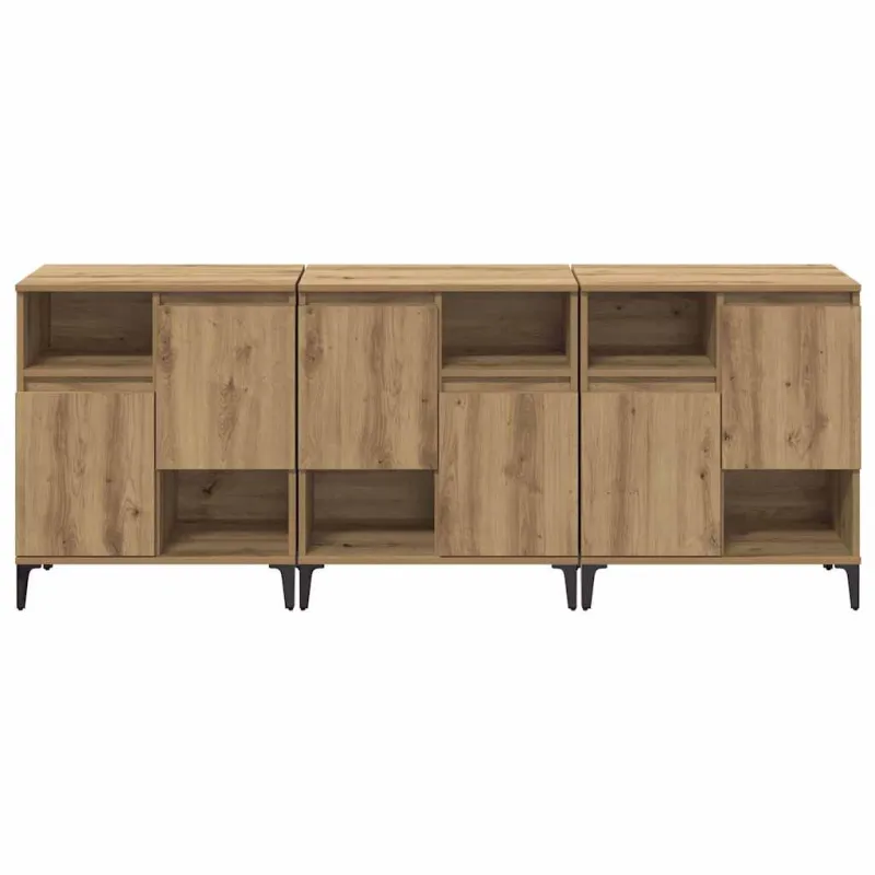 Šoninės lentynos 3 pcs Amatininkų ąžuolas 60 x 35 x 70 cm
