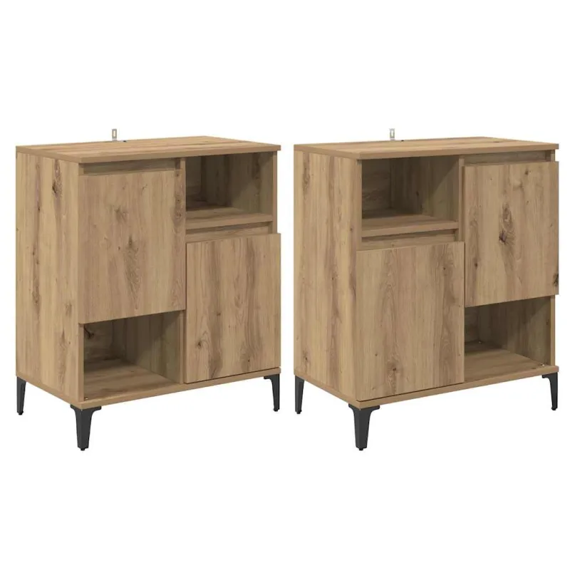 Šoninės lentynos 2 pcs Amatininkų ąžuolas 60 x 35 x 70 cm