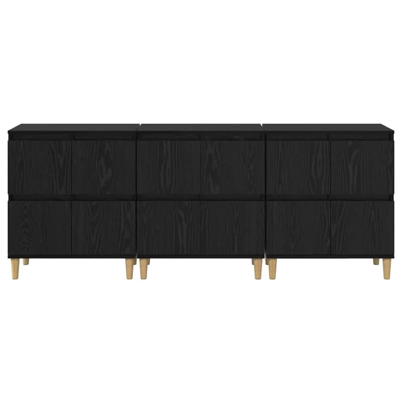Šoninės lentynos 3 pcs Juodas ąžuolas 60 x 35 x 70 cm