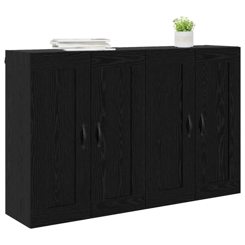 Prikabinama spinta 2 pcs Juodas ąžuolas 69,5 x 34 x 90 cm