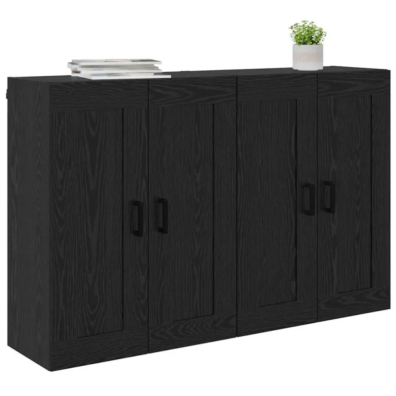 Prikabinama spinta 2 pcs Juodas ąžuolas 69,5 x 34 x 90 cm