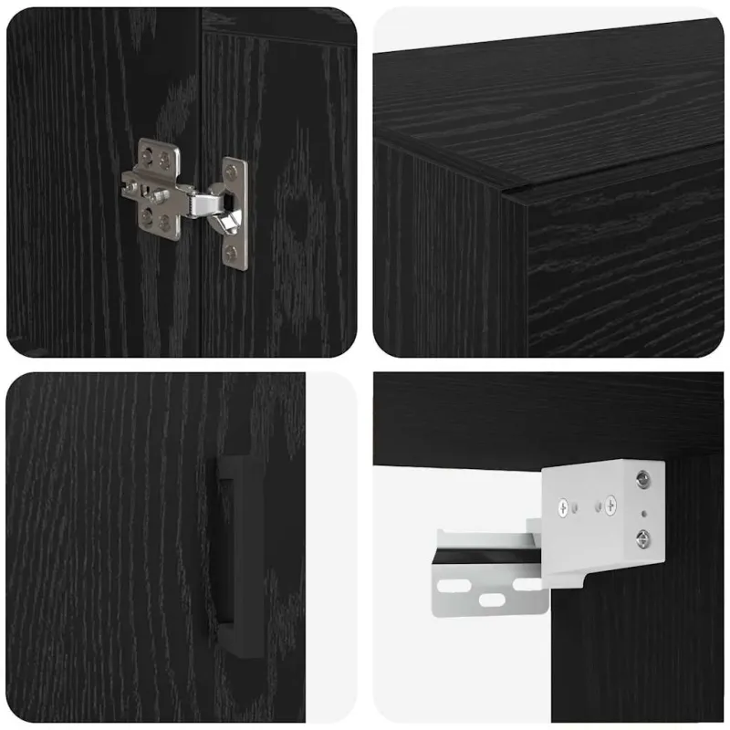 Prikabinama spinta 2 pcs Juodas ąžuolas 69,5 x 34 x 90 cm