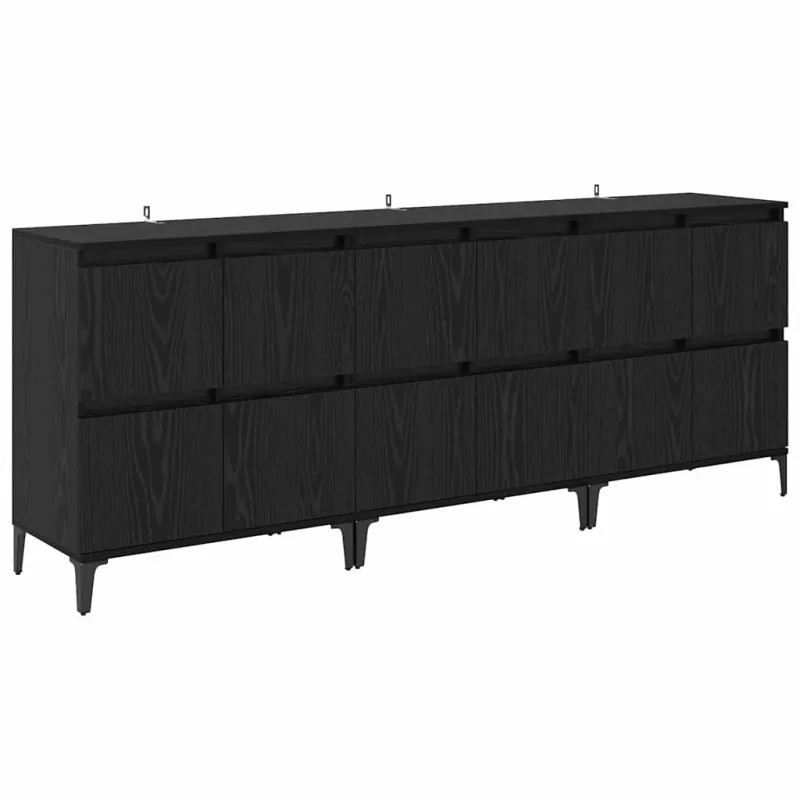 Šoninės lentynos 3 pcs Juodas ąžuolas 60 x 35 x 70 cm