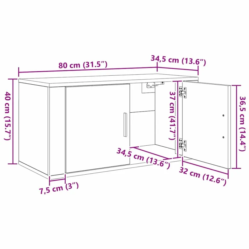 Sieninio televizoriaus kabineto komplektas 3 pcs Juodas ąžuolas