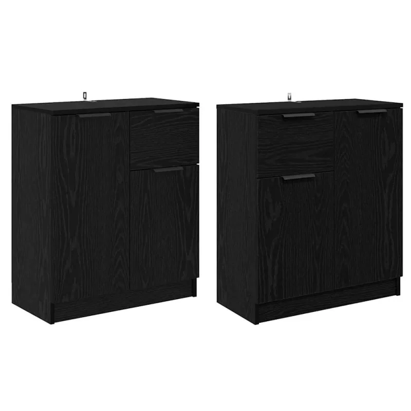 Šoninės lentynos 2 pcs Juodas ąžuolas 60 x 30 x 70 cm