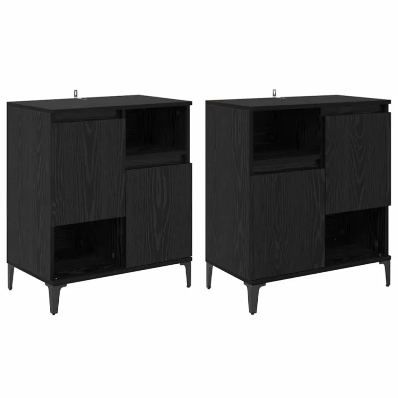Šoninės lentynos 2 pcs Juodas ąžuolas 60 x 35 x 70 cm