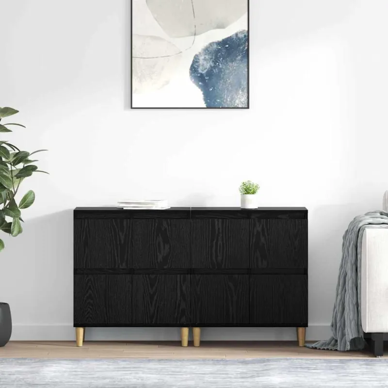 Šoninės lentynos 2 pcs Juodas ąžuolas 60 x 35 x 70 cm