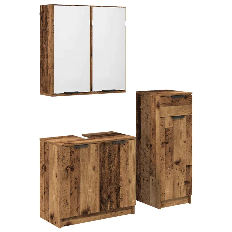 Vonios baldų rinkinys 3 pcs Senas medis Apdirbta mediena