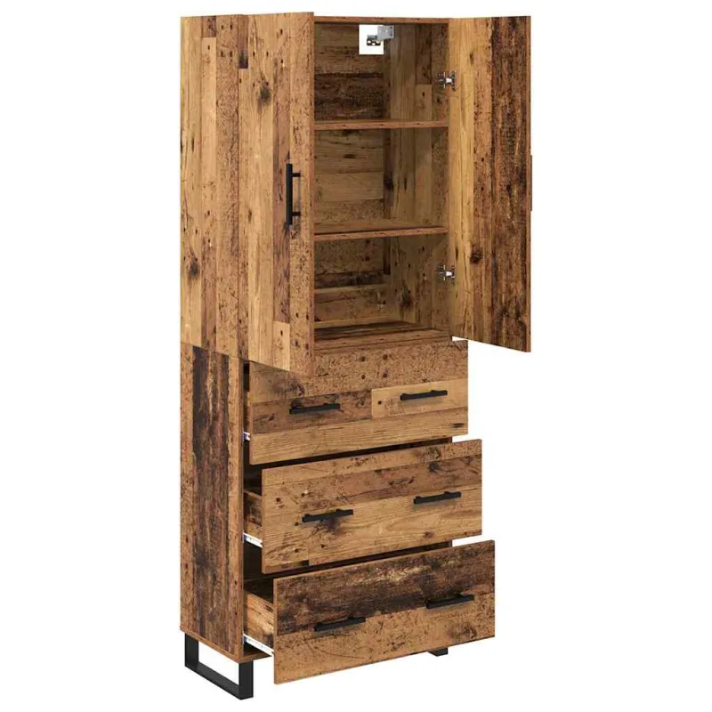 Aukštas spintelė 2 pcs Senovinis medis 69,5 x 34 x 180 cm