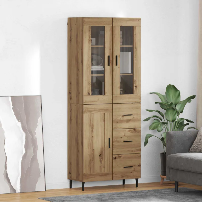 Aukštas spintelė 2 pcs Amatininkų ąžuolas 69,5 x 34 x 180 cm