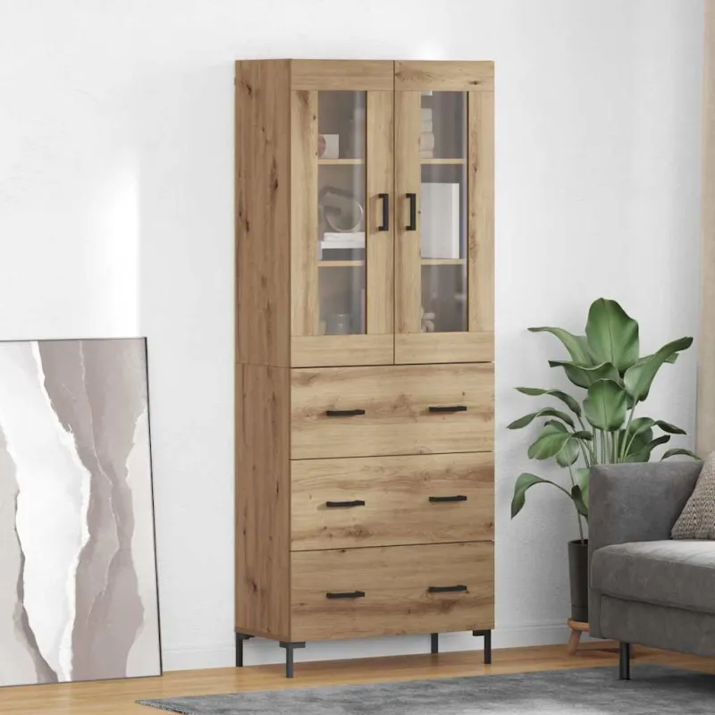 Aukštas spintelė 2 pcs Amatininkų ąžuolas 69,5 x 34 x 180 cm