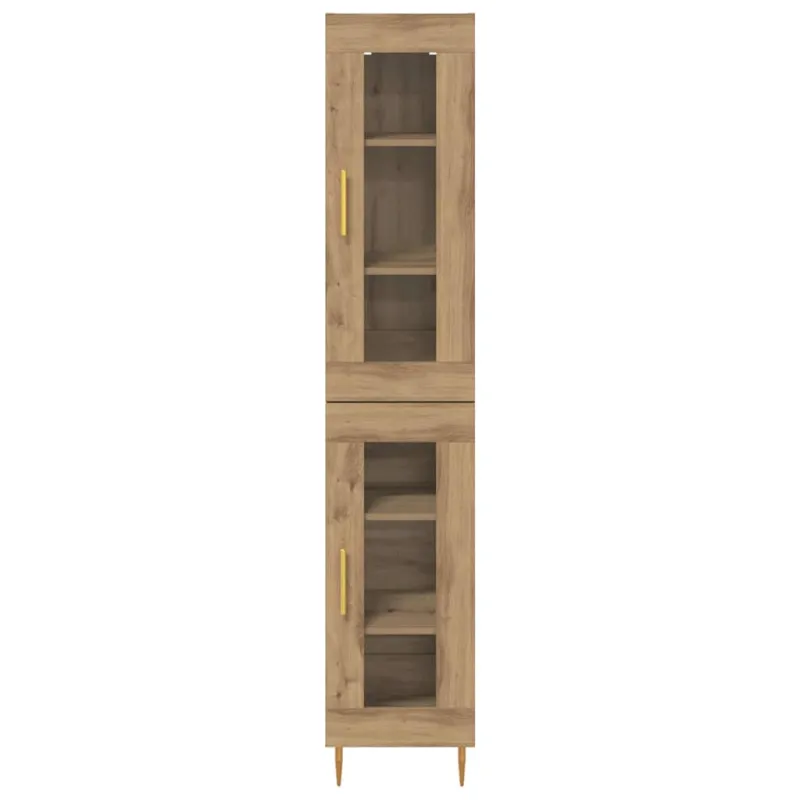 Aukštas spintelė 2 pcs Amatininkų ąžuolas Stiklas