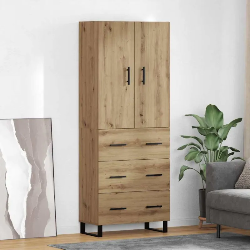 Aukštas spintelė 2 pcs Amatininkų ąžuolas 69,5 x 34 x 180 cm