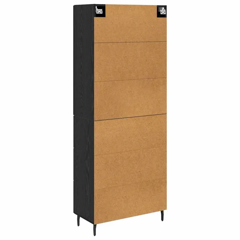 Aukštas spintelė su stalčių 2 pcs juoda ąžuolo