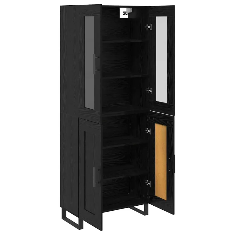 Aukštas spintelė 2 pcs Juodas ąžuolas