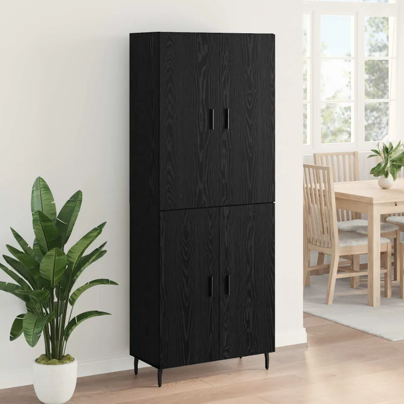 Aukštas spintelė 2 pcs juoda ąžuolo