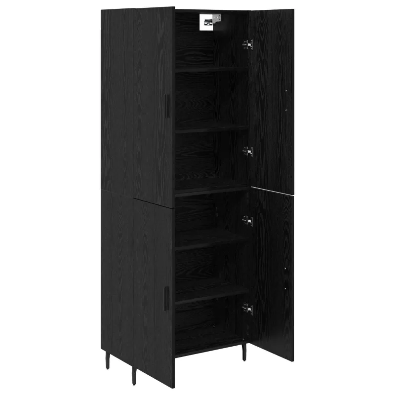 Aukštas spintelė 2 pcs juoda ąžuolo
