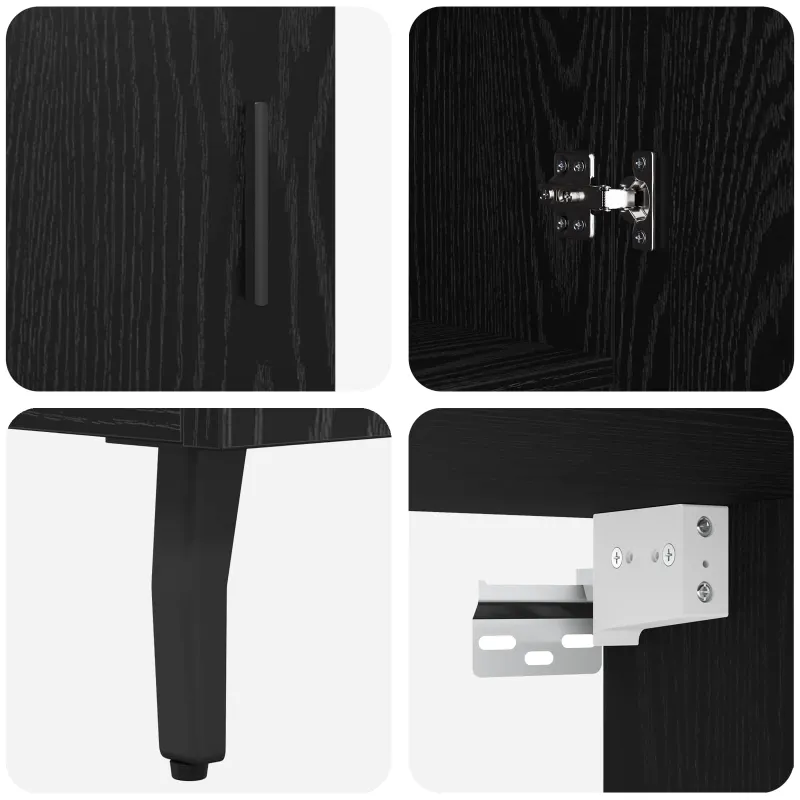 Aukštas spintelė 2 pcs juoda ąžuolo
