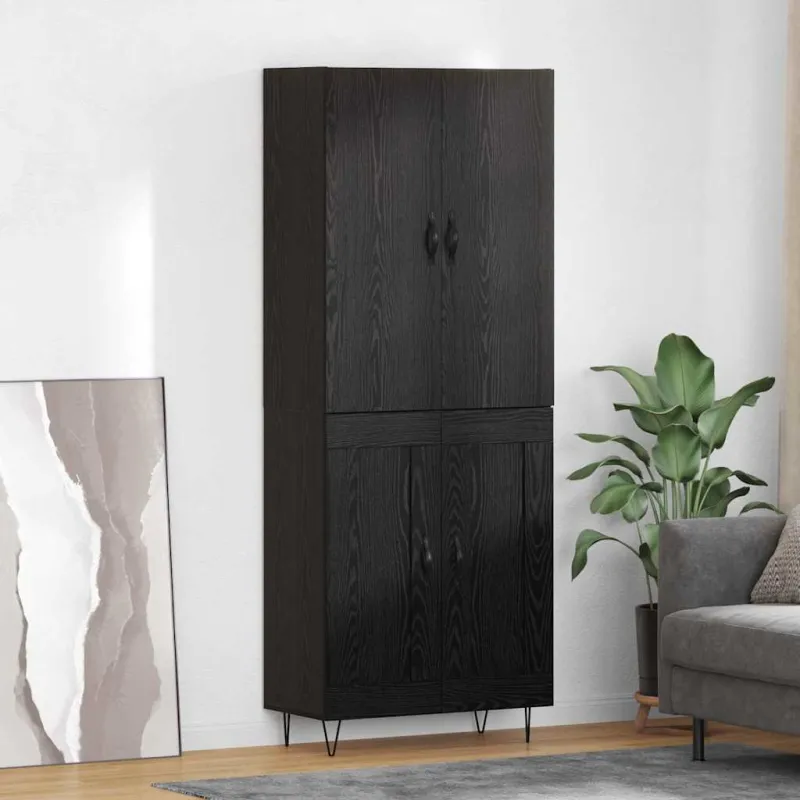 Aukštas spintelė 2 pcs Juodas ąžuolas