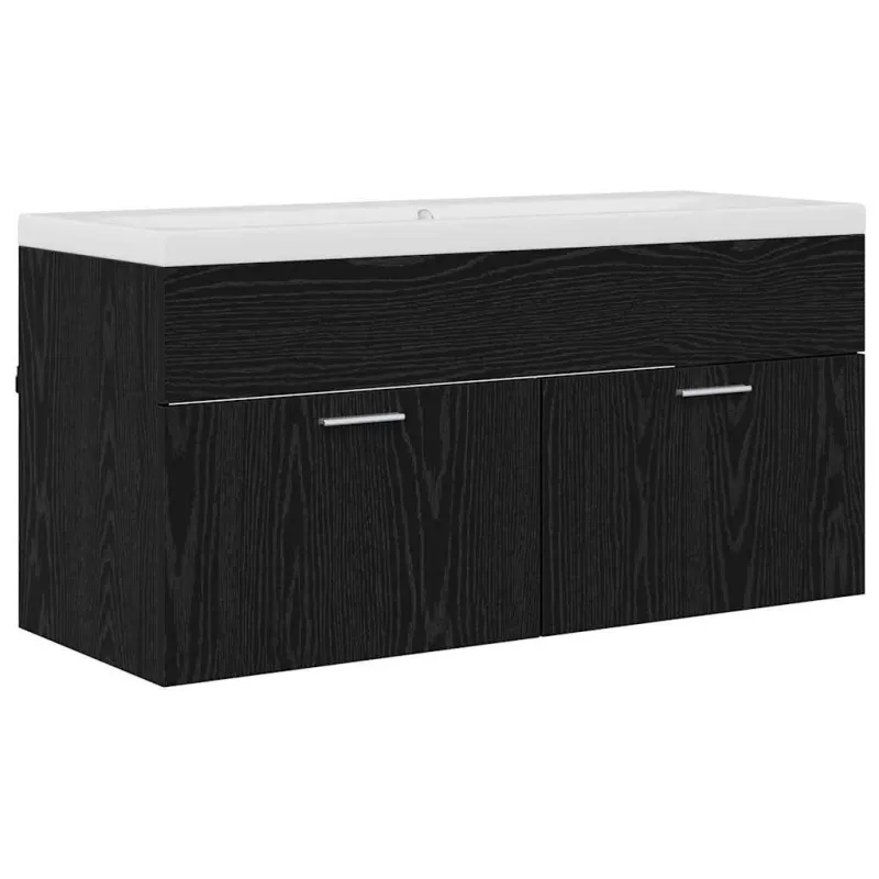 Vonios spintelė su saugykla Juodas ąžuolas 100 x 38,5 x 46 cm