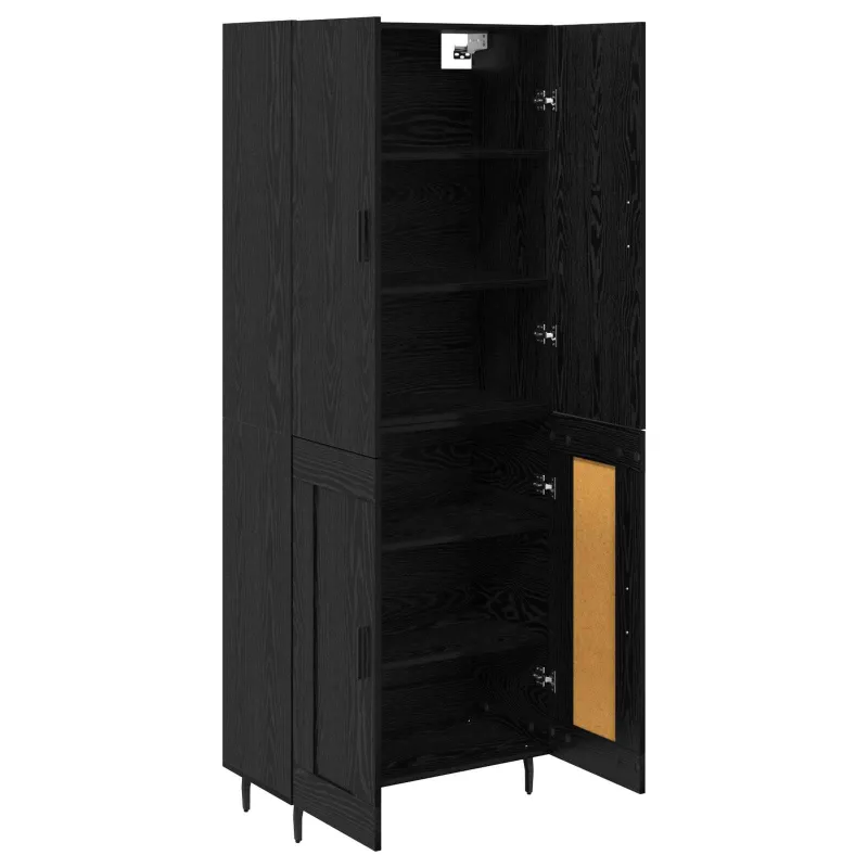 Aukštas spintelė 2 pcs juoda ąžuolo